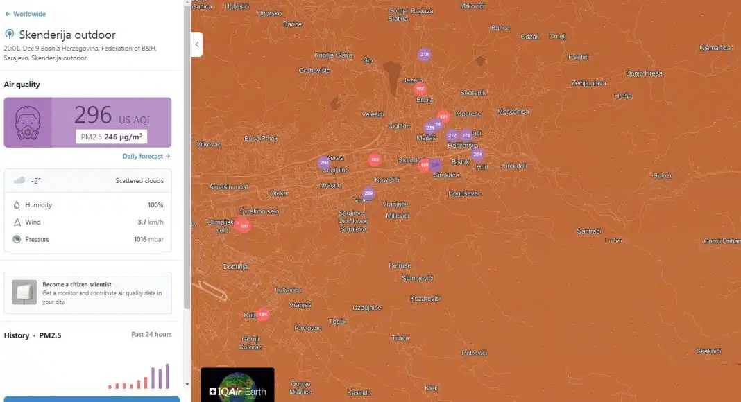 IQAir: Sarajevo trenutno najzagađeniji glavni grad svijeta