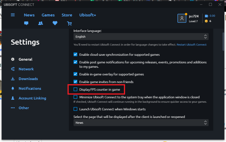ubisoft connect prikazuje fps