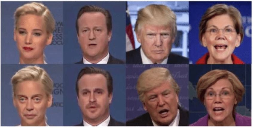 Kako otkriti "deepfake" medijski sadržaj na internetu? primjeri originalnih (iznad) i dubokih lažnih slika (ispod)