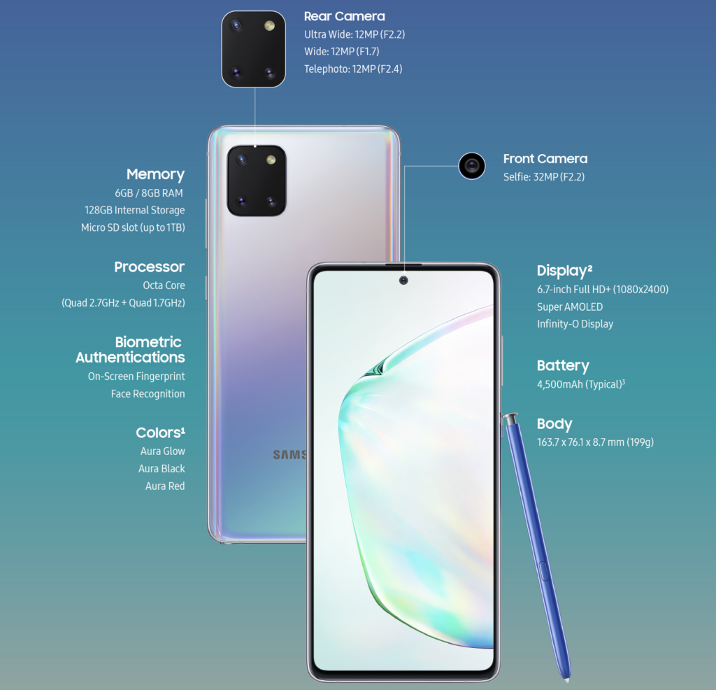 note 10 lite specifikacije